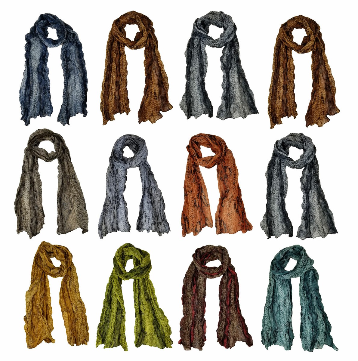 ライフ　 6 Assorted Pleated Scarf Snake Skin design Scarves for Women Girls