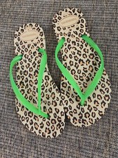Havaianas Women's Slim Flip Flop Sandals Green Leopard Size Sz 6 35-36 