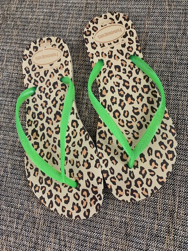 Havaianas Damen schmale Flip Flop Sandalen grün Leopard Größe Gr. 6 (35-36)