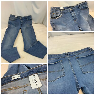 Collusion x001 Jeans 38x30 Medium Blue Cotton Stretch Egypt Mint Cond YGI B1-475