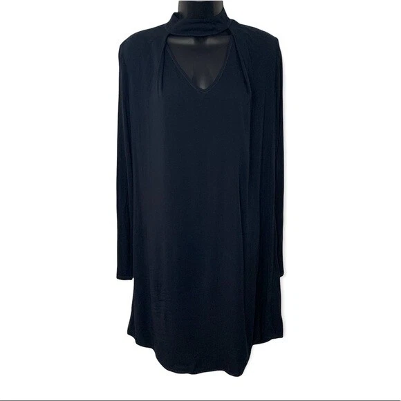 Michael Stars Rylie Rayon Long Sleeve Mixed Media Choker Swing Dress Size XS NEW