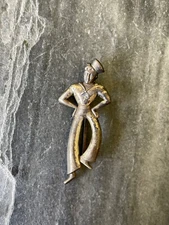 VTG Retro Forstner Dancing Smiling Sailor Sterling Silver Brooch Pin 1.5" Unique