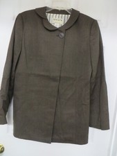 Krizia Top Wool Brown Stripe 1 Button Brown Ribbed Blazer Eu44