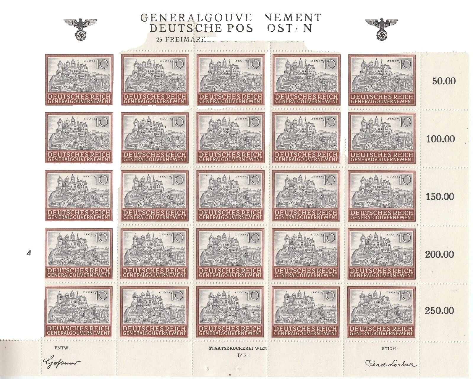 Decimal Full Sheet Polish Stamps