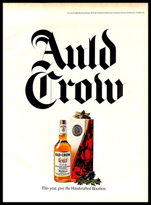 1970 Old Crow Kentucky Bourbon Whiskey Vintage PRINT AD Christmas Set Gift 1970s