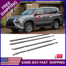 For Lexus GX460 GX400 10-19 FL FR RL RR Chrome Door Belt Moudings Weatherstrips