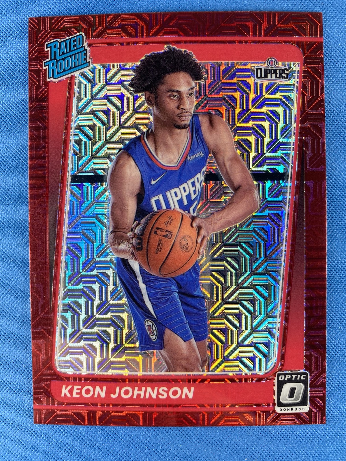 Keon Johnson 2021-22 Donruss Optic #192 Red Pulsar Rookie Los Angeles Clippers