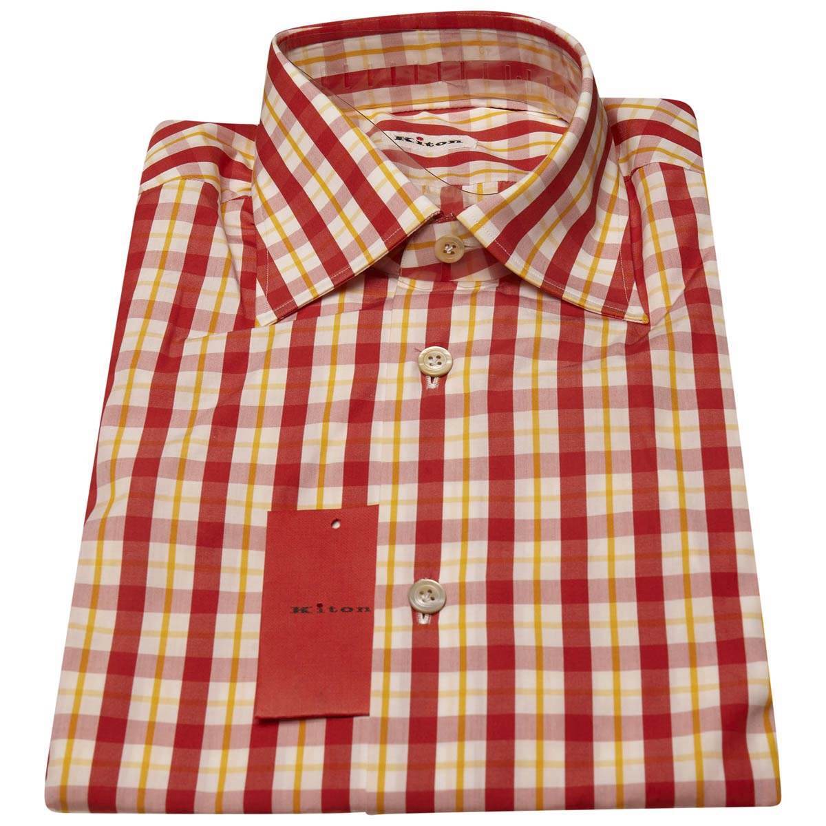 НОВАЯ МНОГОЦВЕТНАЯ ХЛОПЧАТОБУМАЖНАЯ РУБАШКА KITON MULTICOLOR, РАЗМЕР US 15,5 - EU 39