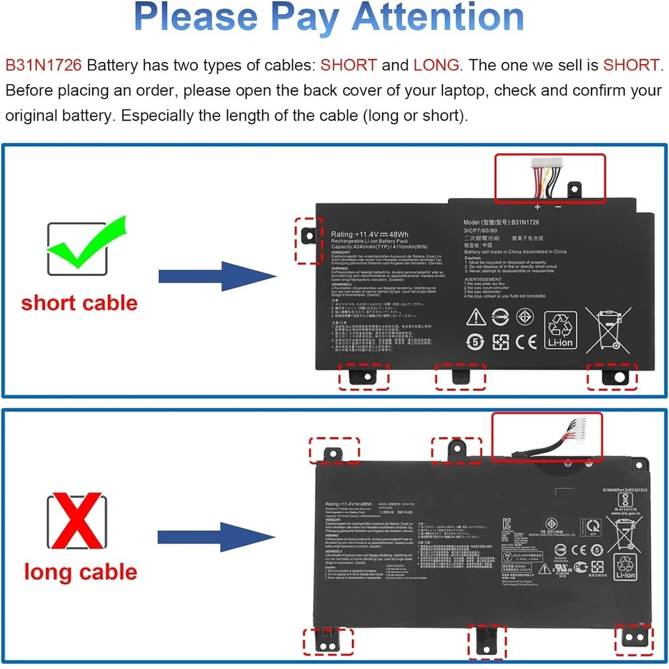 Batería B31N1726 para ASUS ROG Strix G15 G512 G512LI G531 G531G FX86 FX80 NUEVA EE. UU. Foto 2 de 4