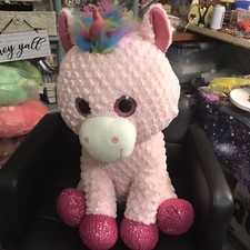 RARE Toys R Us Pink Rainbow Unicorn Plush 24 Inch Sparkle Eyes 2016 Extra Large