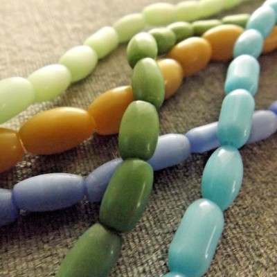 CAT'S EYE BEADS, MULTI COLORED, 6X4 MM/11X8 MM OVAL (5) 14 INCH STRANDS