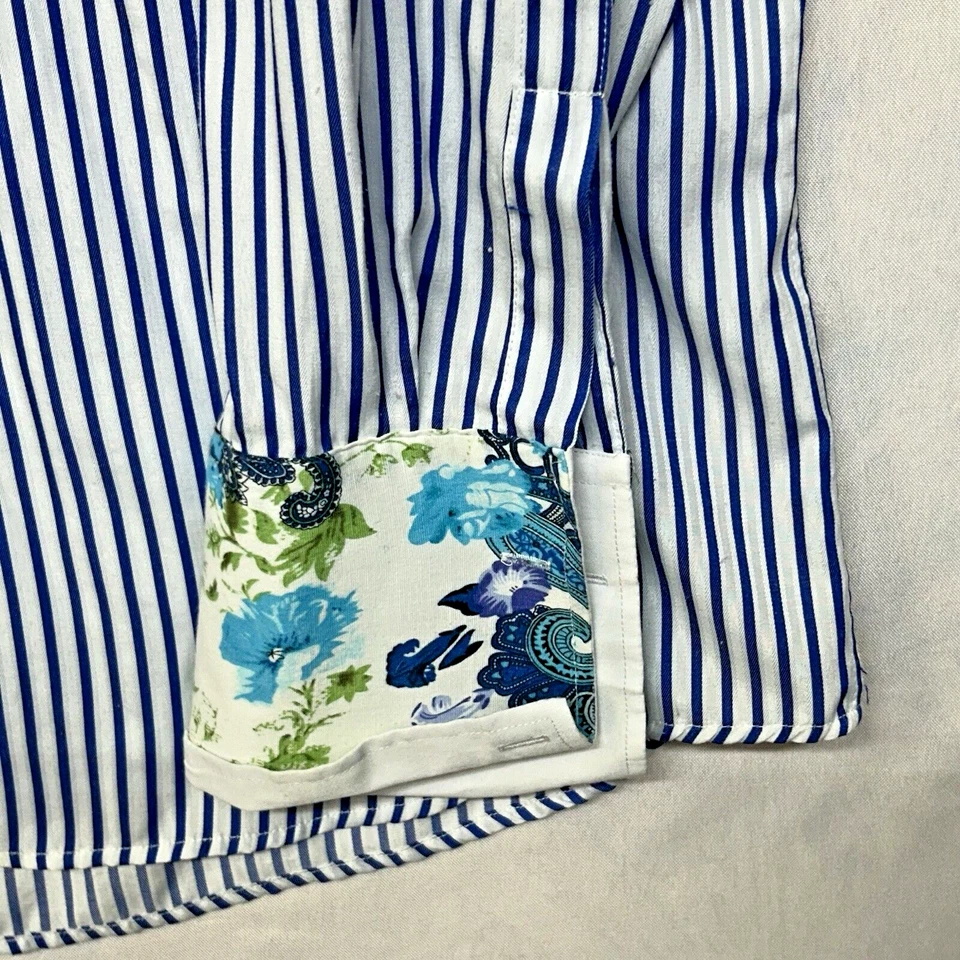 Мужской двойной воротник Daniel Ellissa XXL в королевские синие полоски с узором пейсли - Изображение 4 из 4