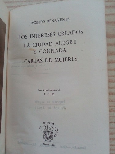 Jacinto Benavente - Los Intereses Creados - Crisol 22 - 1946 - Aguilar - Imagen 4 de 4