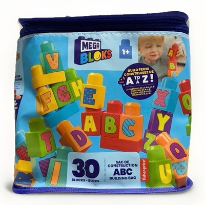 Mega Bloks ABC Building Bag 30 Piece Alphabet Learning Blocks Toddler Toy NEW