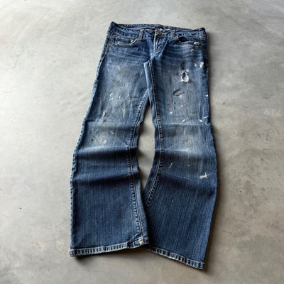 American Eagle Favorite Boyfriend Jeans Womens 6 Short Distressed Paint Splatter