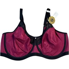 Modern Movement Limited Full Coverage Bra 40D Deep Red Black Mesh Full Support