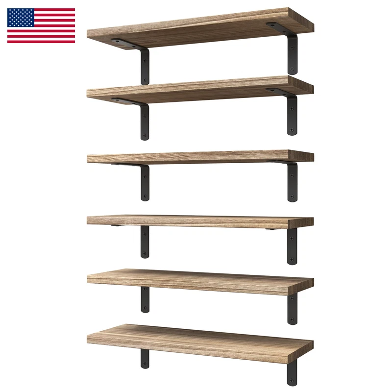 Wopitues Wood Floating Shelves Set Of 6 Shelves For Wall Decor Farmhouse Shelf