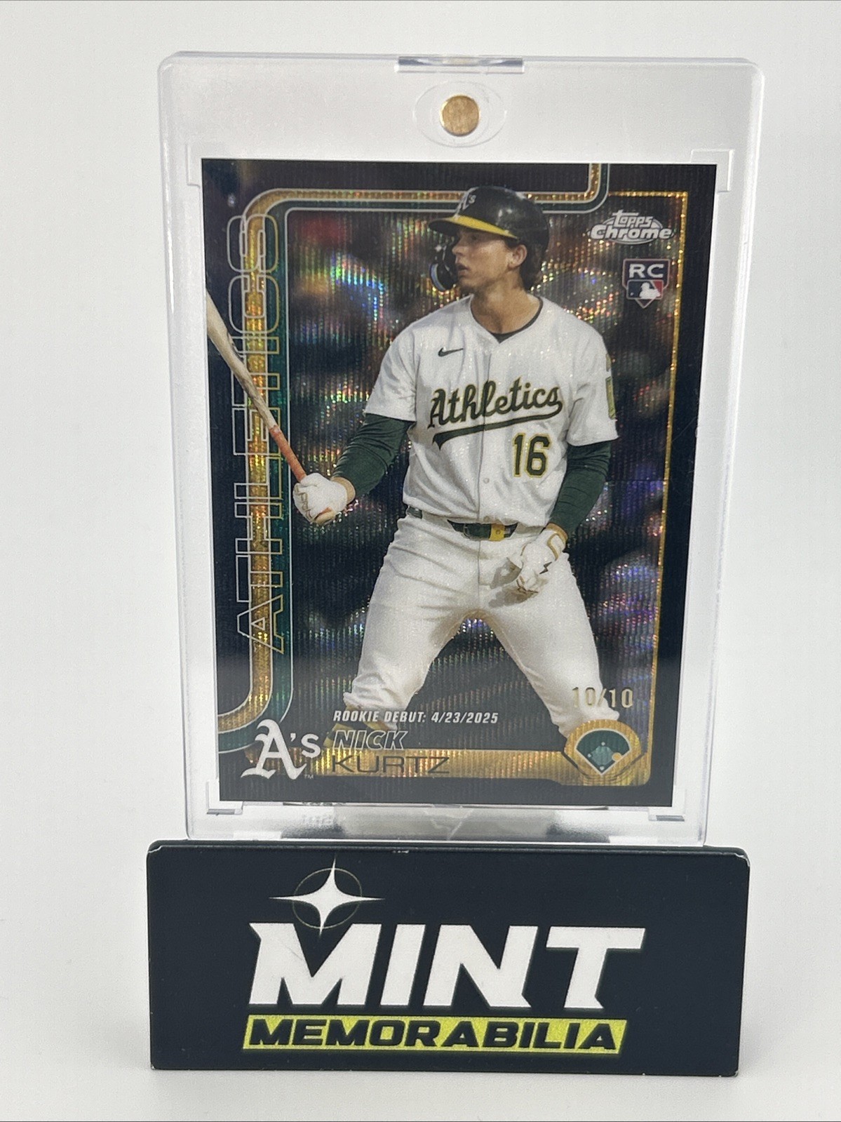 NICK KURTZ 2025 TOPPS CHROME UPDATE ROOKIE DEBUT BLACK WAVE RC /10 Q0296!!!