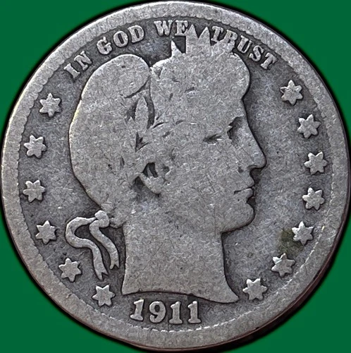 1911-D Barber Quarter Good G Coin #35538