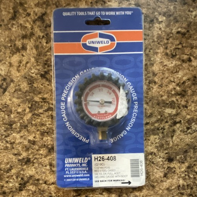 #ad Uniweld H26 408 Acetylene Welding Pressure Gauge with Boot Mechanical PSIG $19.00