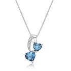925 Sterling Silver Double Heart London Blue Topaz Pendant With 0.01 CTW Diamond — photo 1