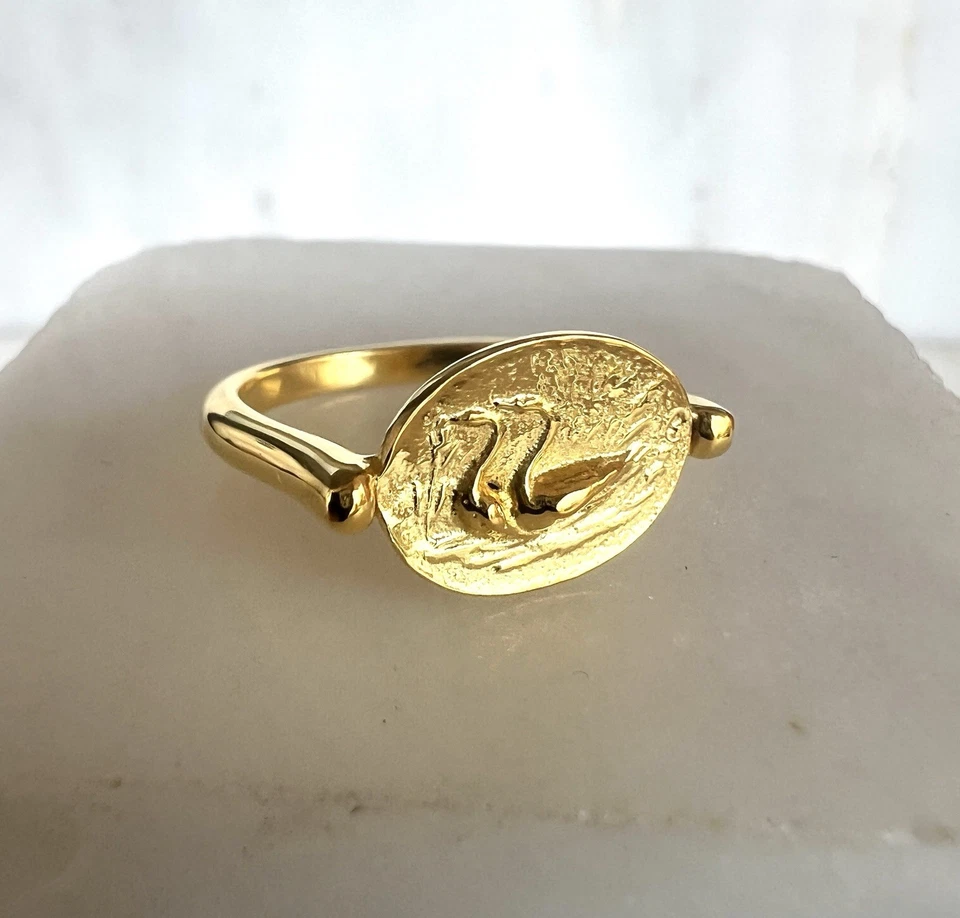 The geese Minoan Signet ring Solid Gold 9 Karat - Image 3 of 4