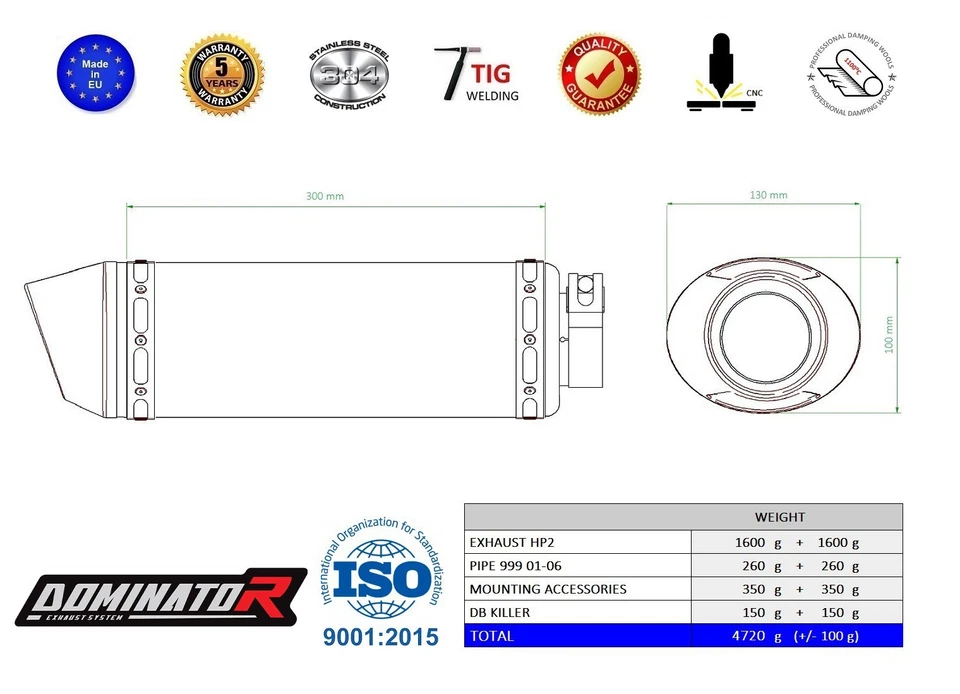 Silenciador de escape para Ducati 749 2002-2006 HP2 BLACK DOMINATOR Foto 2 de 2