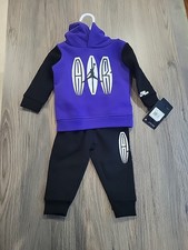 Jordan MJ MVP Blocked Fleece 2 piece Set Seeatpants Hoodie Dark Concord Size 24M