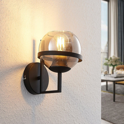 Lindby Marinka Wandleuchte Wandlampe Flurleuchte Lampe Leuchte E27 Rauchglas