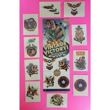 Vintage Victory Tattoos Set of 10 and Display Card New