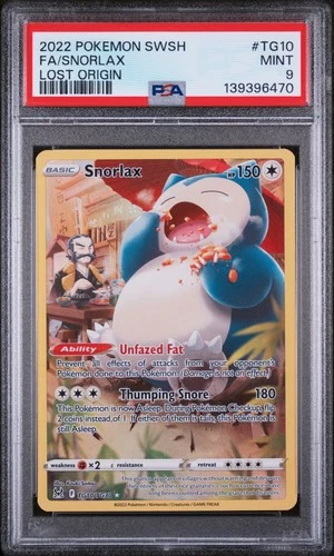 2022 POKEMON SWORD & SHIELD LOST ORIGIN #TG10 FULL ART/SNORLAX PSA 9