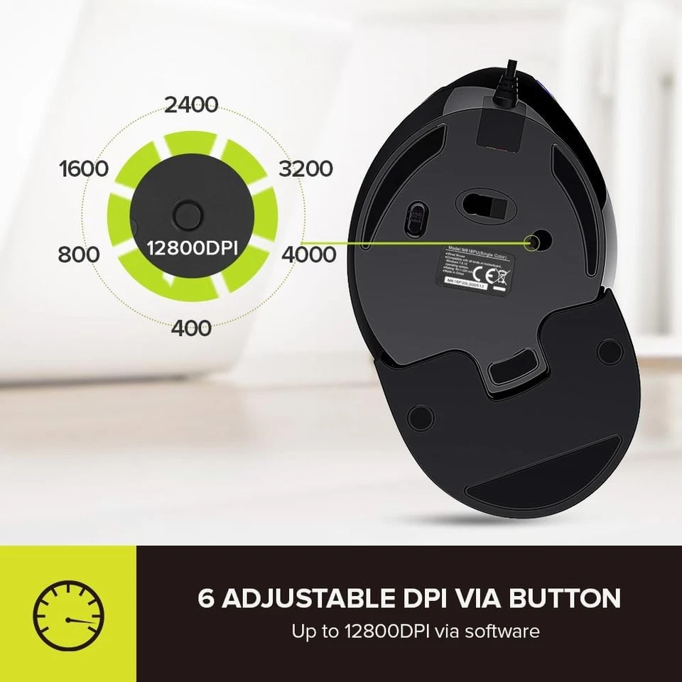 DeLUX Ergonomic Mouse, Wired Large RGB Vertical Mouse with 6  - Image 3 of 4