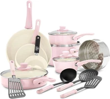 GreenLife 16-piece Nonstick Cookware Set, Pink