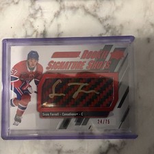 upper deck 23-24 engrained rookie auto sean farrell red stick /75 canadiens