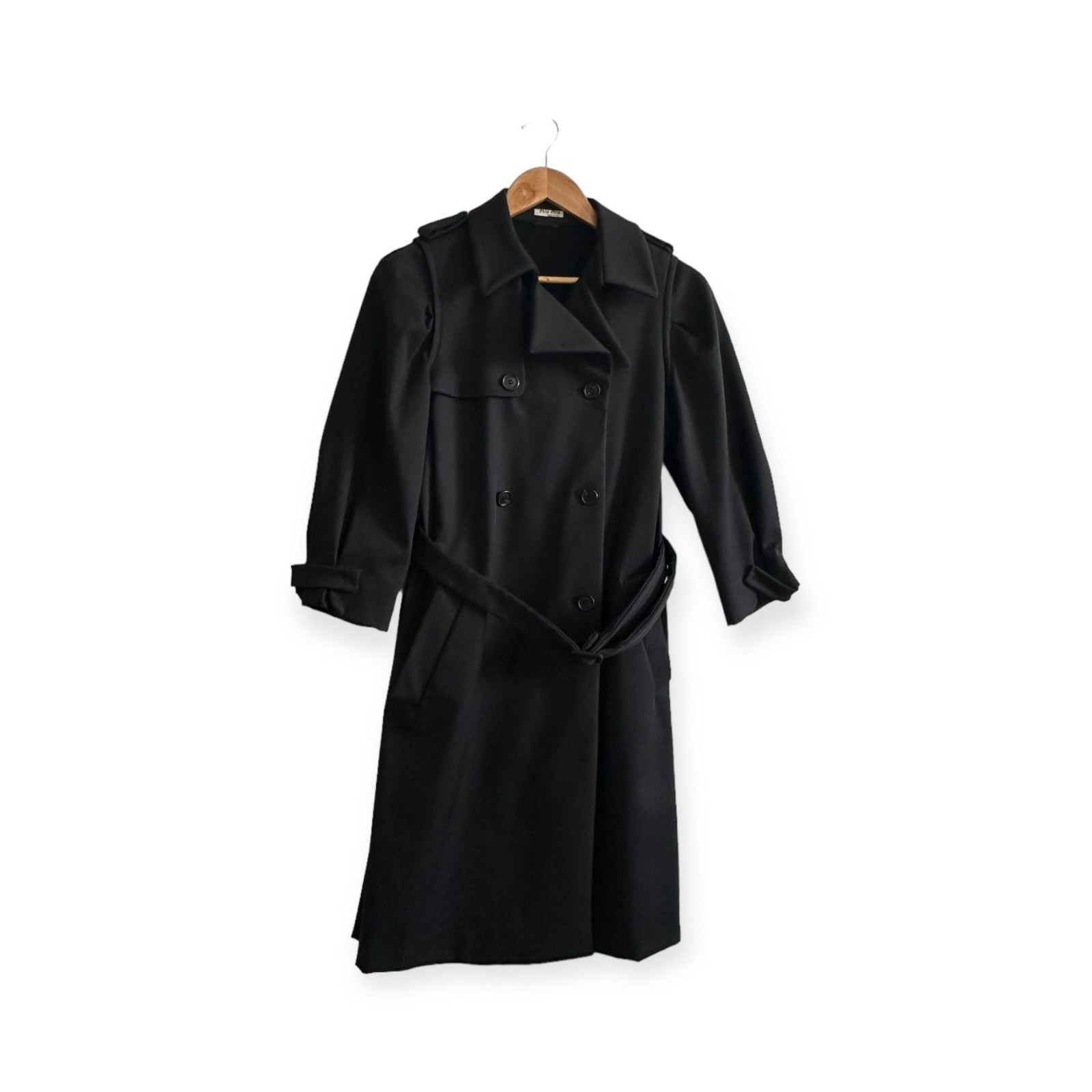 Miu Miu Fall Winter 2007 Black Belted Trench Coat Size 42 IT / US 6 image 4
