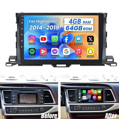 Carplay For Toyota Highlander 15-2019 Car Stereo Radio Android 14 4+64G GPS NAVI