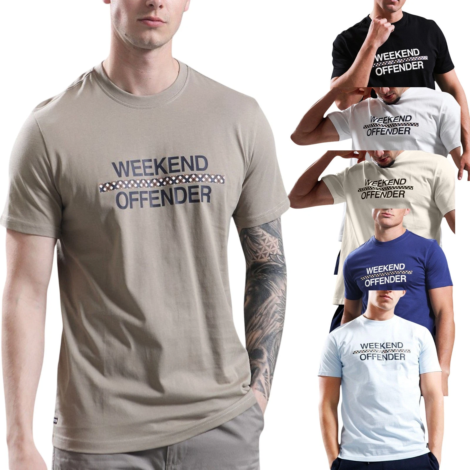 Weekend Offender Recife Mens Short Sleeve T Shirt Crew Neck Cotton Tee Top Navy