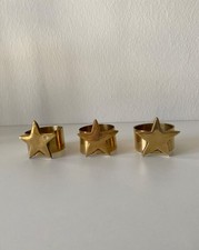 Vintage 3x Servietten-Ringe Gold Stern – Metall – Ø 4,4 cm – Tischdekoration