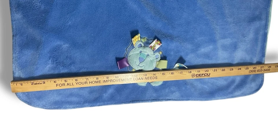 "Manta de seguridad grande de felpa Taggies Blue Lion Baby 30x40"" difícil de encontrar" Foto 4 de 4