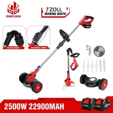 Electric Cordless Grass String Trimmer Lawn Edger Weed Wacker Cutter + 2 Battery