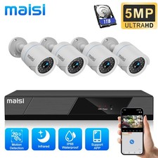 5MP CCTV System 4CH DVR Surveillance Camera Home Security Kit Night Vision 1TB