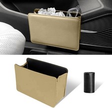 Car Trash Can Auto Leather Garbage Organizer With Trash Bag Fol Color Beige
