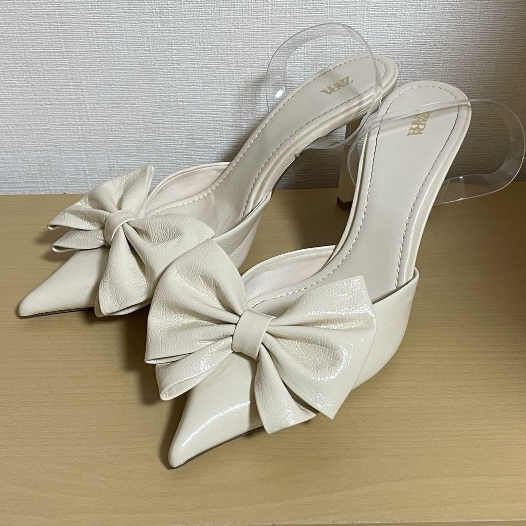 ZARA WOMAN NWT SS25 BOW SLINGBACK HIGH HEELS WHITE 2252/510 | eBay