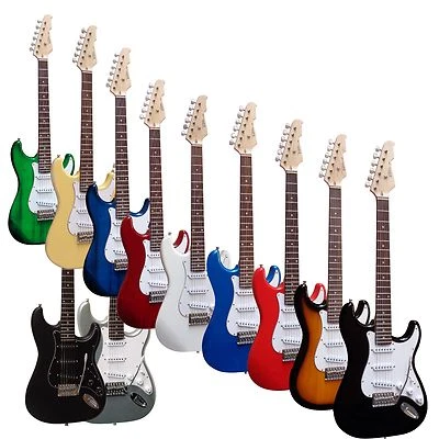 Chitarra elettrica MSA-ST5 nera, corpo in legno massello, ottima SELEZIONE, con cavo di collegamento!n