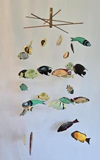 Wooden Reef Fish Hanging Mobile - Handmade and Hand Painted - Caribbean Fish LG