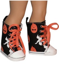Halloween Pumpkin High Tops Sneaker Boots fit 18" American Girl Size Doll