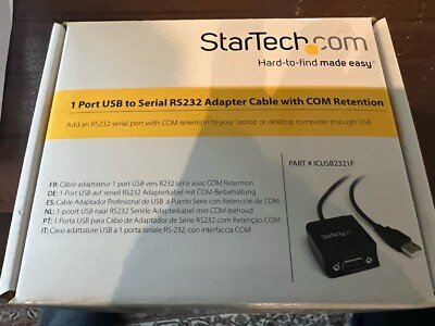 Startech 1 Port FTDI USB to RS232 Serial Null Modem Adapter Cable