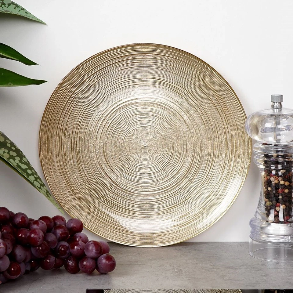 Teller Speiseteller Teller Essteller flach aus Glas Gold 21 cm - Bild 2 von 4