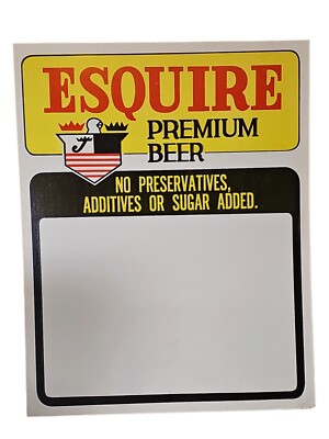 Vintage Esquire Premium Beer Advertising Cardboard Menu Sign 14 X 11