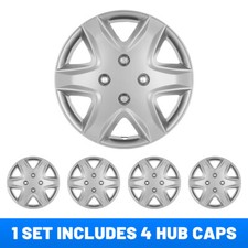 14" Set of 4 Silver Wheel Covers Snap On Full Hub Caps fit R14 Tire & Steel Rim